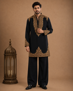 Black Gold Embroidered Kurta for Men | Festive & Wedding Party Wear