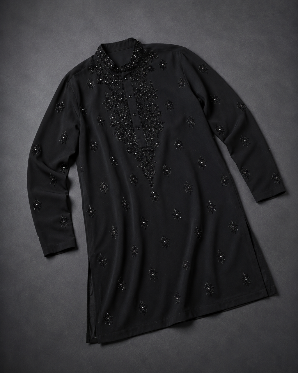Men's Black Hand Embellished Designer Kurta | Premium Party & Wedding Ethnic Wear