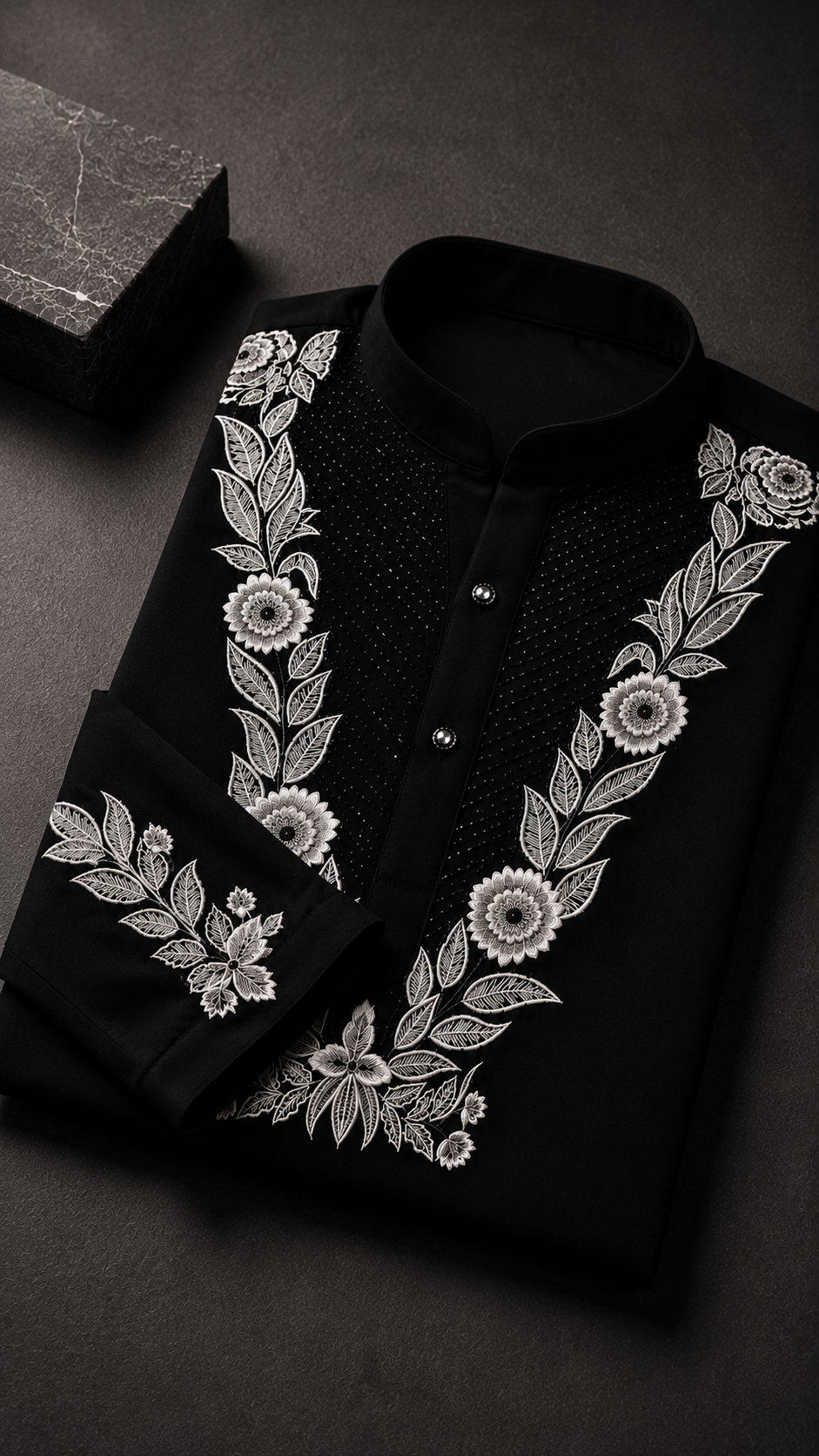 Men's Black Embroidered Festive Kurta | Premium Ethnic Wear for Weddings & Celebrations
