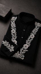 Men's Black Embroidered Festive Kurta | Premium Ethnic Wear for Weddings & Celebrations