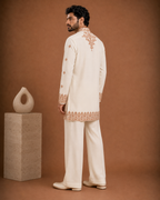 Off-White Gold Thread Embroidered Kurta for Men | Groom & Festive Wedding Wear