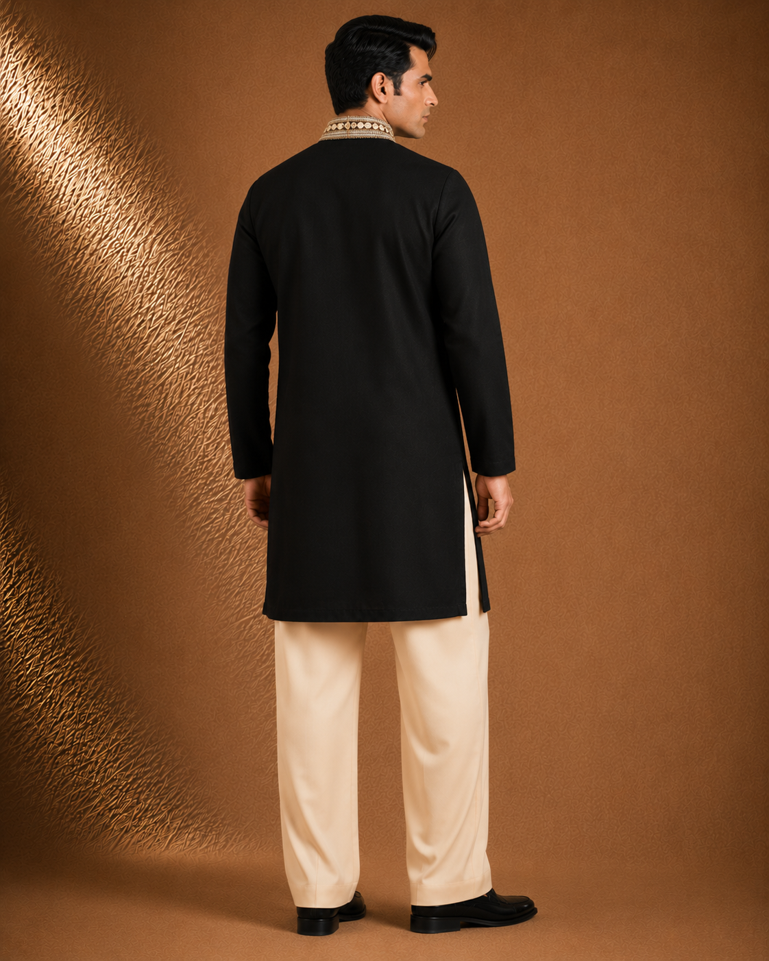 Black Heavy Embroidered Men's Wedding Kurta | Premium Ethnic Kurta for Groom  & Festive Wear