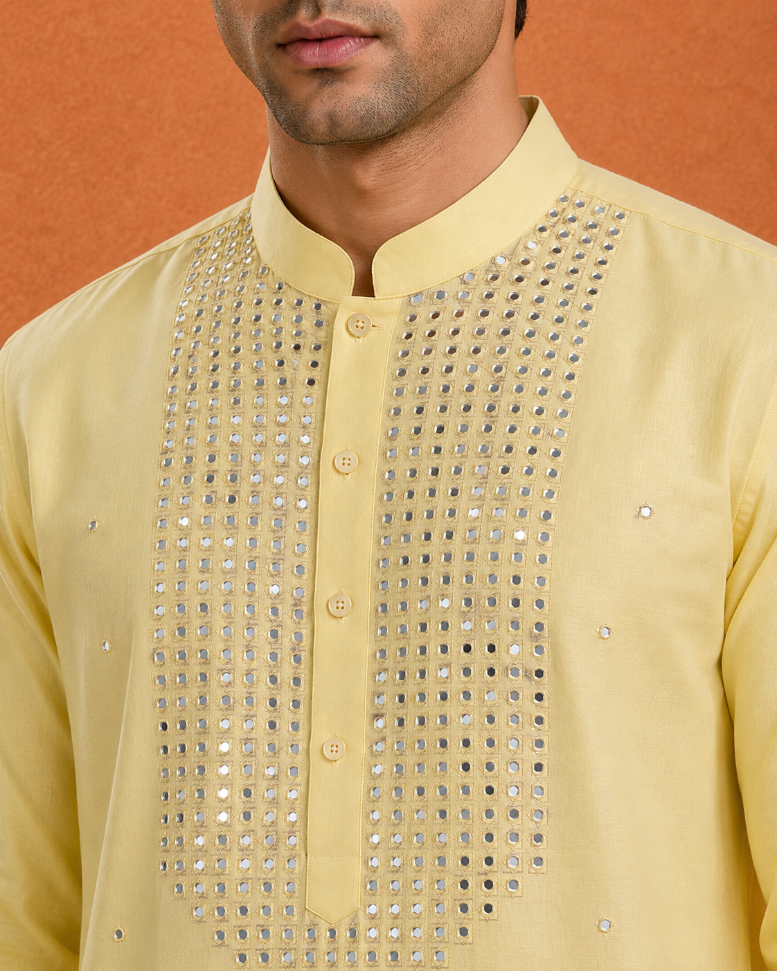 Men's Pastel Yellow Embellished Kurta | Premium Ethnic Wear for Festive & Wedding Occasions