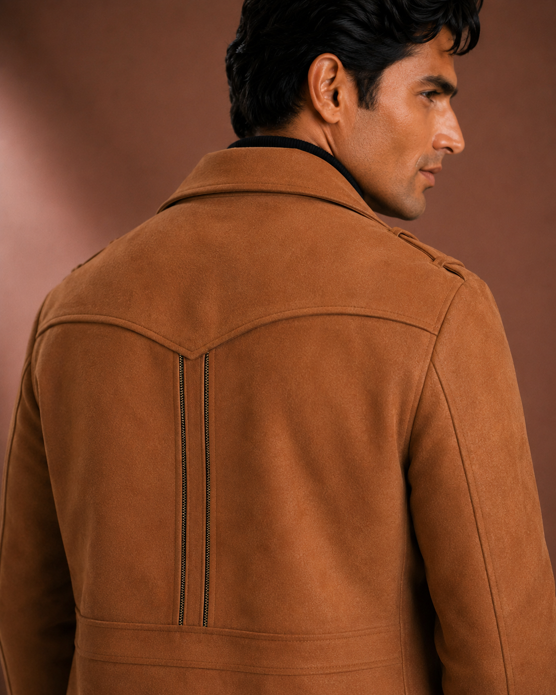 Men's Premium Tan Brown Biker Jacket | Regular Fit Zip-Up Casual Jacket