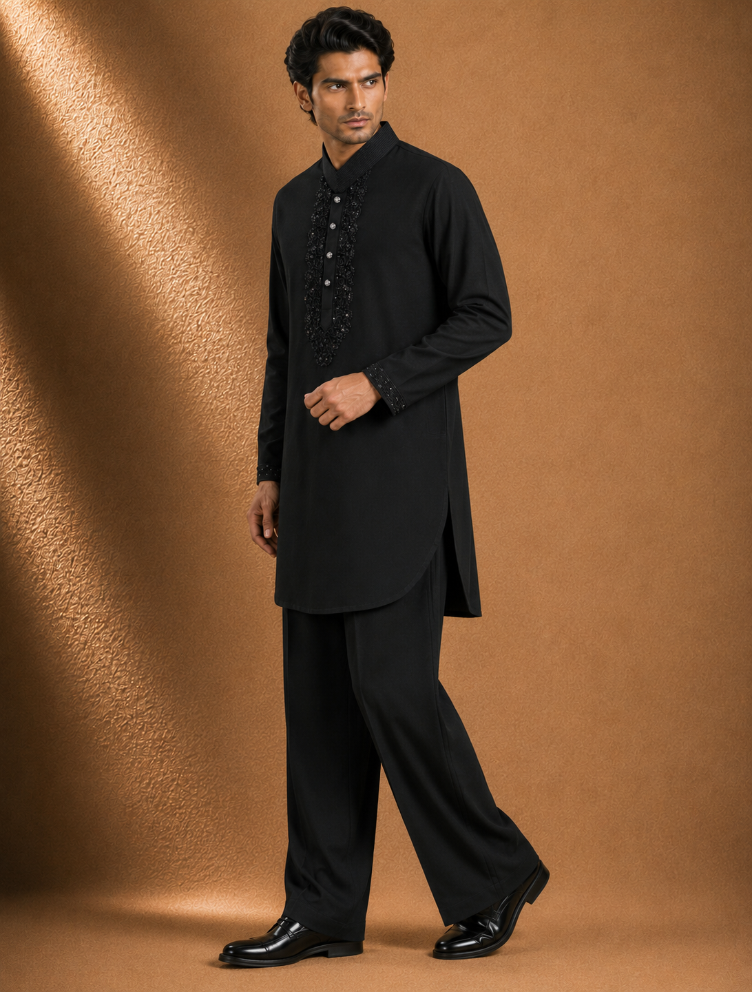 Men's Black Embroidered Kurta | Premium Ethnic Kurta for Wedding, Festive & Party Wear