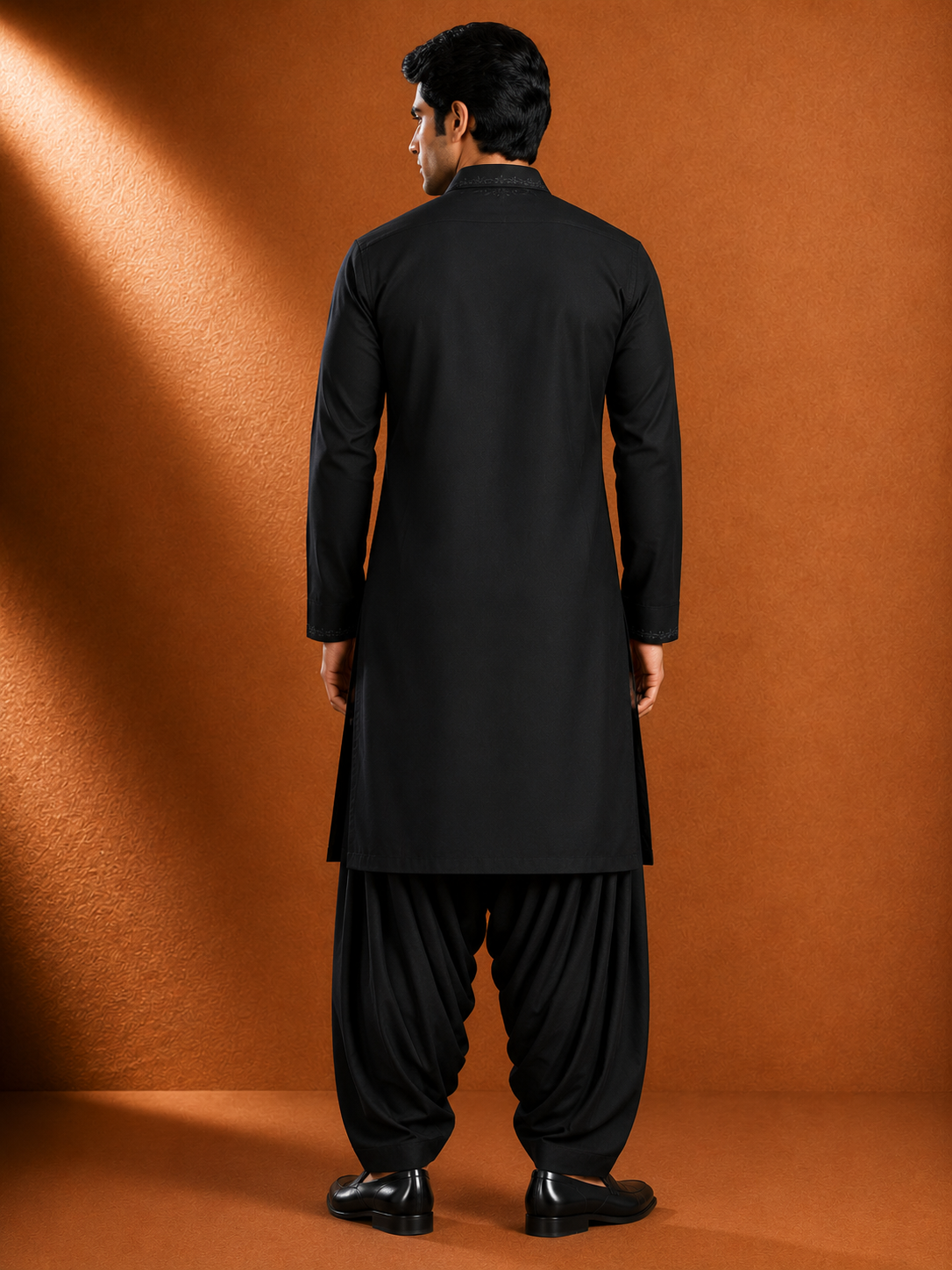 Men's Black Embroidered Pathani Kurta | Premium Ethnic Wear for Festive & Wedding Occasions