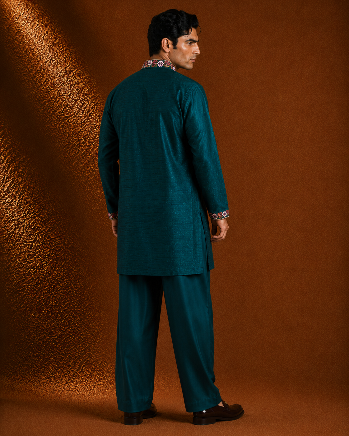 Teal Green Embroidered Men's Kurta | Premium Festive & Wedding Wear Kurta for Me
