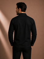 Men's Black Utility Overshirt | Premium Full Sleeve Smart Casual Button-Down Shirt