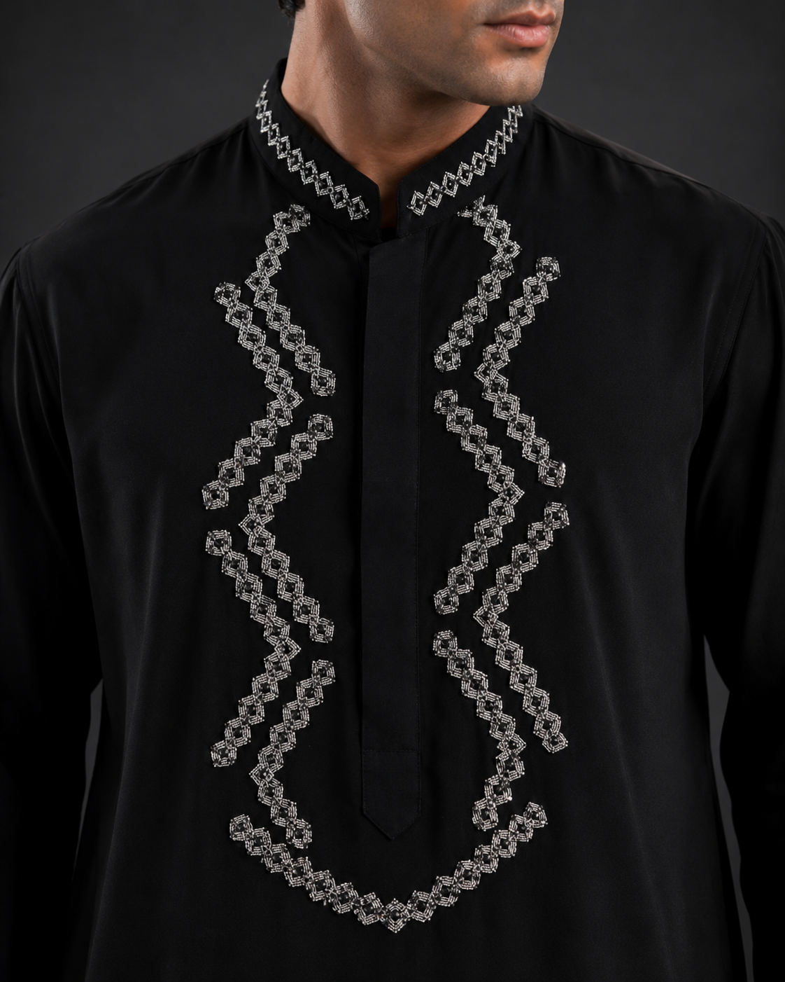 Men's Black Embroidered Festive Kurta | Premium Ethnic Wear for Weddings & Celebrations  Description: