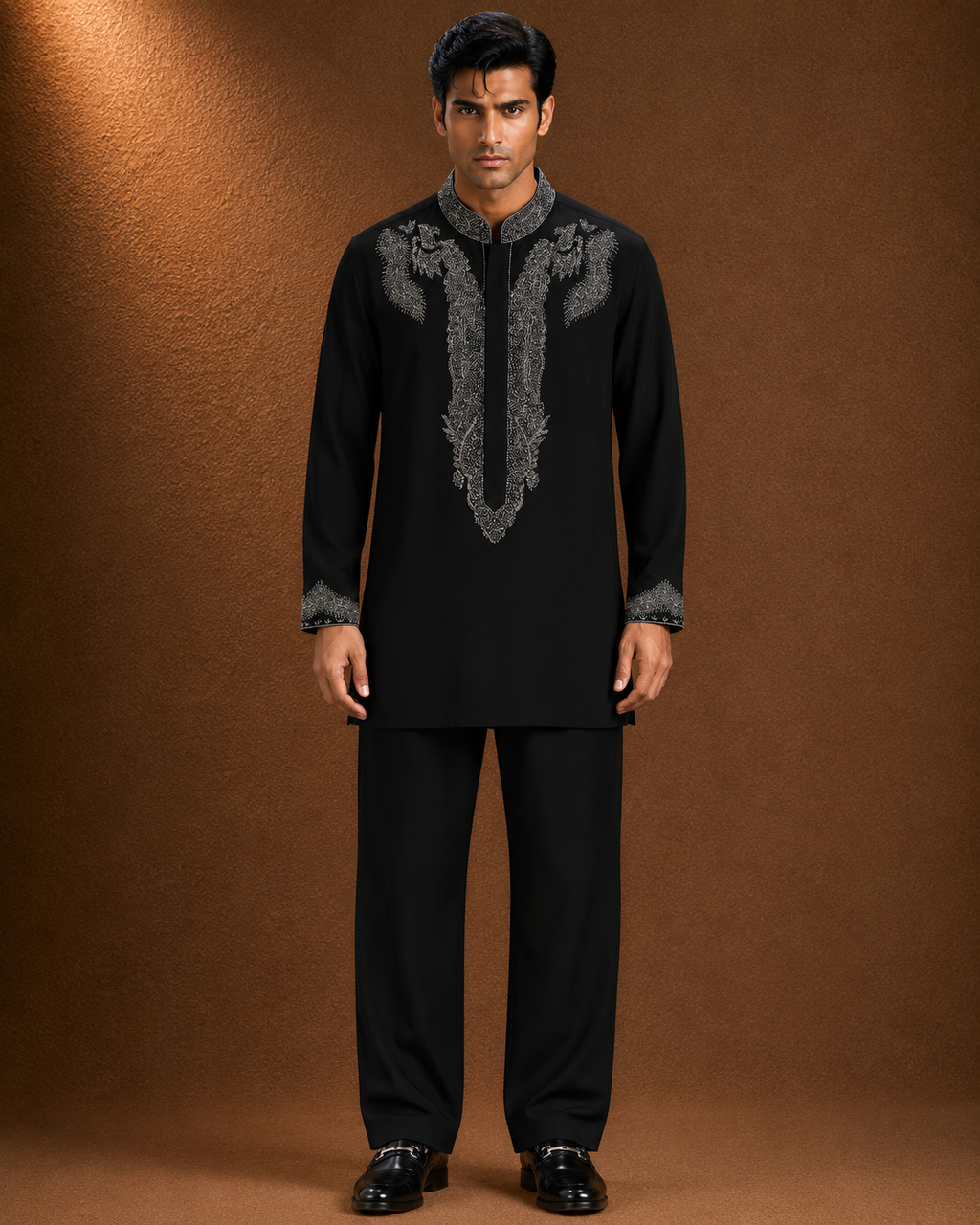 Men's Black Embroidered Kurta | Premium Festive Ethnic Wear