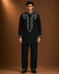 Men's Black Embroidered Kurta | Premium Festive Ethnic Wear