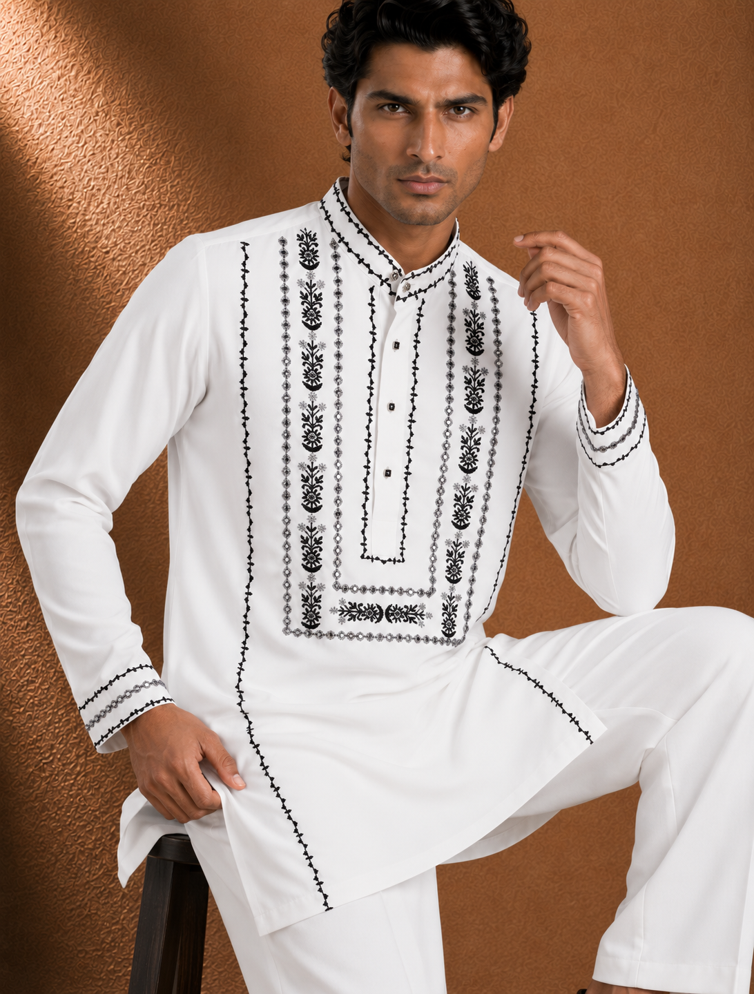 White Embroidered Men's Kurta | Premium Ethnic Wear for Festive & Wedding Occasions