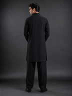 Men's Black Hand Embellished Designer Kurta | Premium Party & Wedding Ethnic Wear