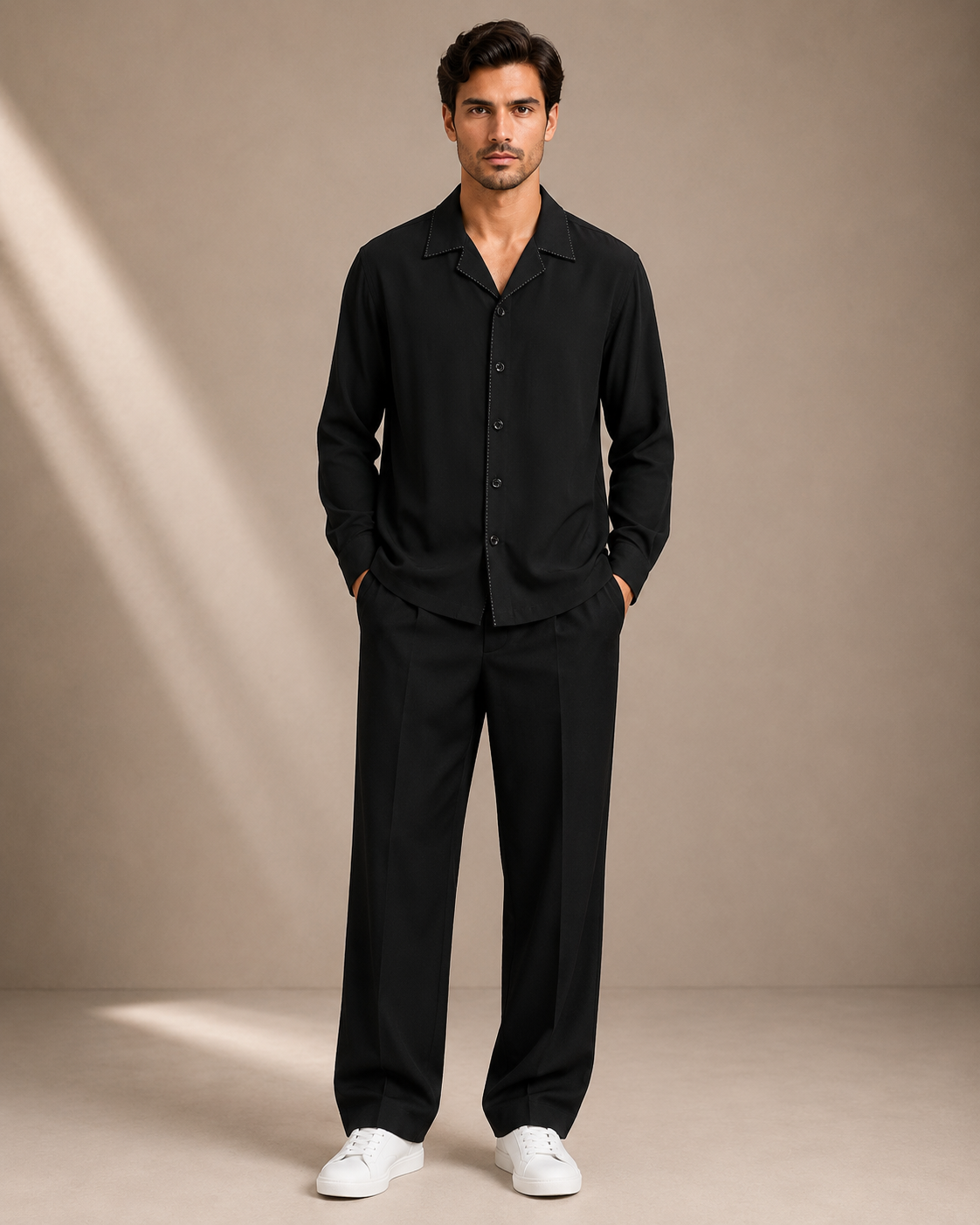 Men's Premium Black Casual Shirt | Solid Full Sleeve Button-Down Shirt for Smart Casual & Party Wear