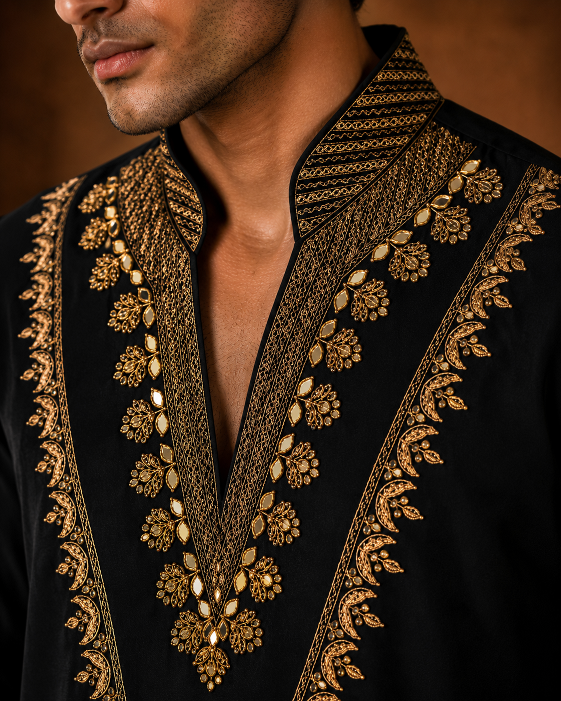 Men's Black Embroidered Kurta | Premium Ethnic Wear for Festive & Wedding Occasions