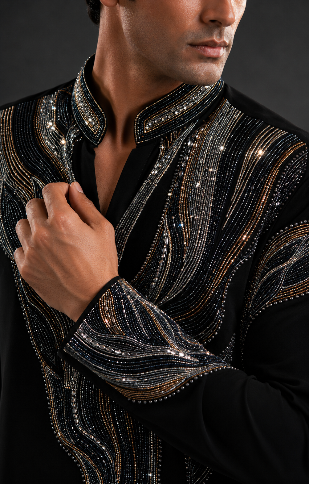Black Designer Embroidered Men's Kurta | Premium Ethnic Kurta for Wedding & Festive Wear