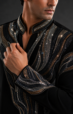 Black Designer Embroidered Men's Kurta | Premium Ethnic Kurta for Wedding & Festive Wear