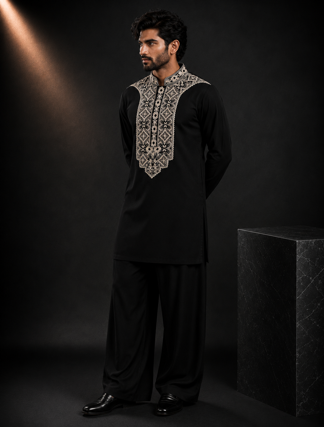 Men's Black Embroidered Kurta | Premium Designer Ethnic Wear for Weddings & Festive Occasions