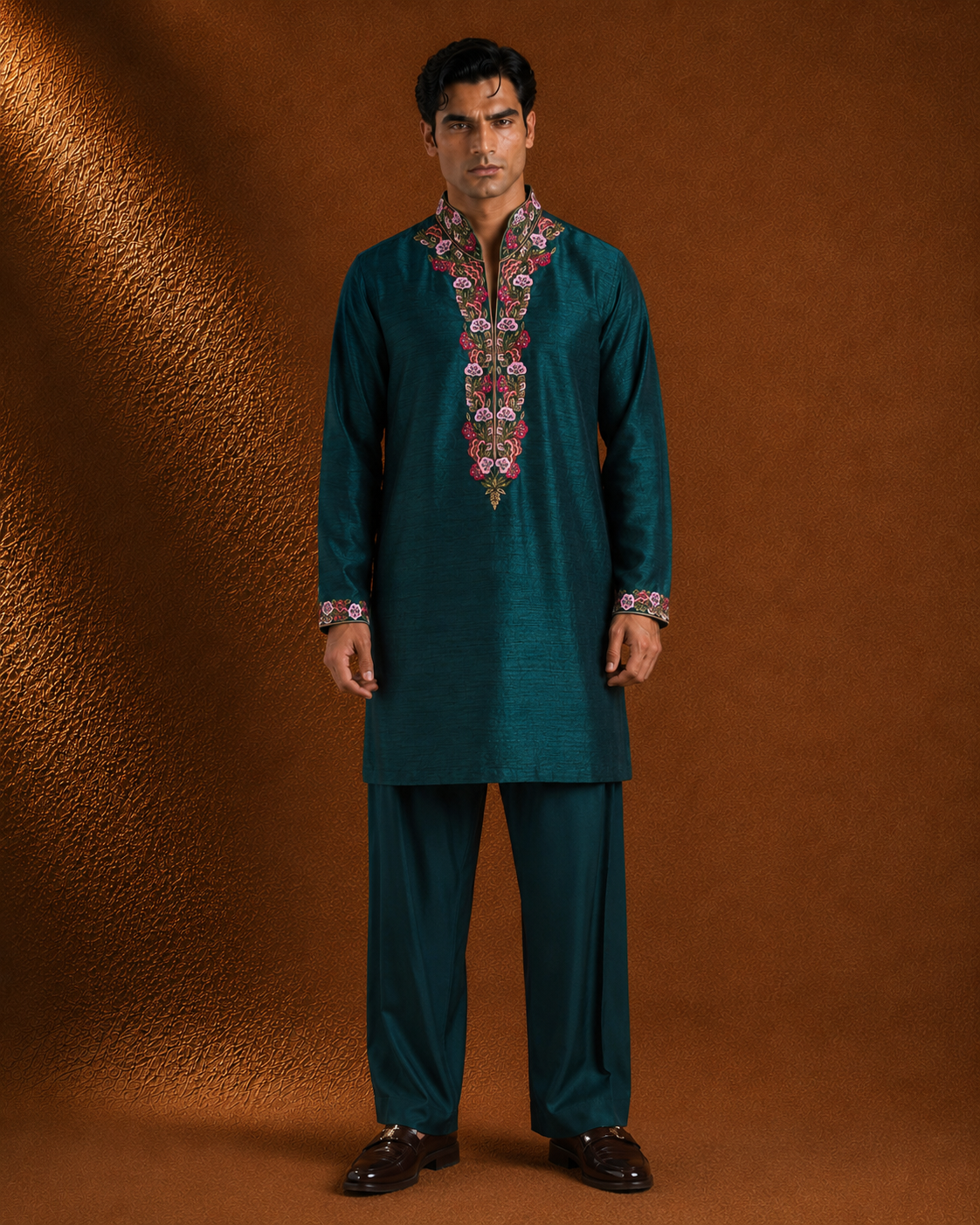 Teal Green Embroidered Men's Kurta | Premium Festive & Wedding Wear Kurta for Me