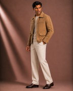 Men's Premium Camel Brown Bomber Jacket | Regular Fit Zip-Up Casual Jacket
