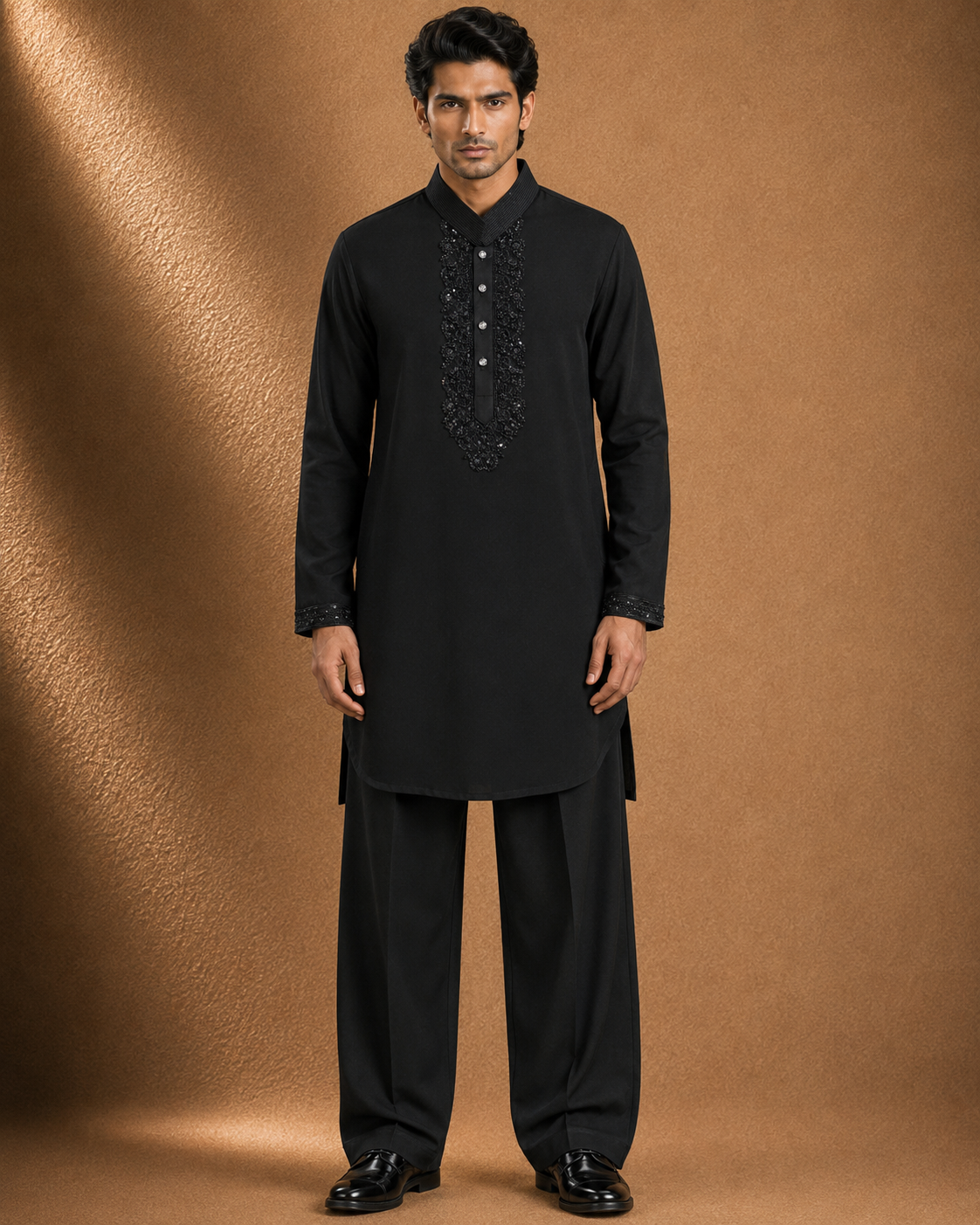 Men's Black Embroidered Kurta | Premium Ethnic Kurta for Wedding, Festive & Party Wear