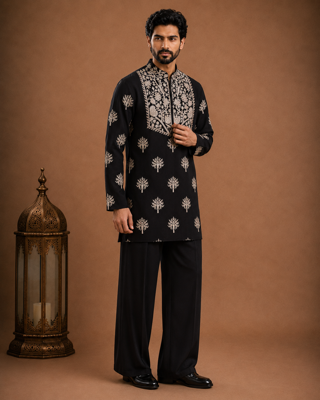 Men's Black Embroidered Designer Kurta | Premium Ethnic Kurta for Weddings & Festive Wear