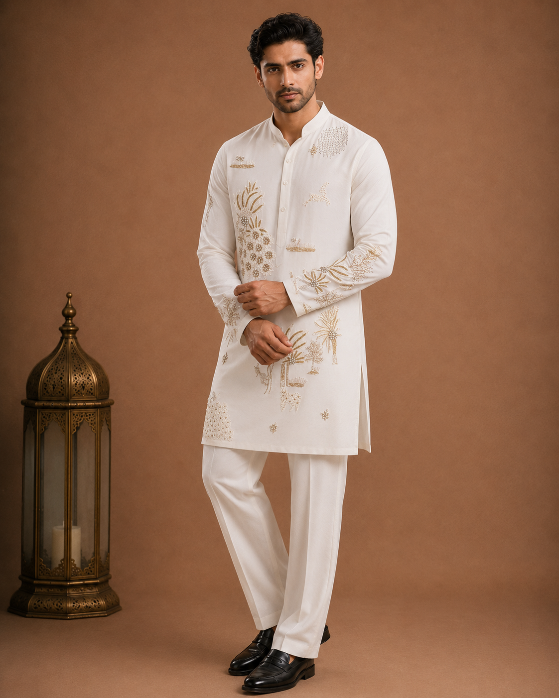 Men's White Embroidered Kurta | Premium Designer Festive & Wedding Ethnic Wear
