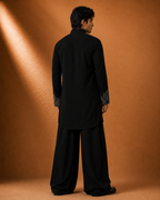 Men's Black Silver Embroidered Kurta | Premium Ethnic Wear for Festive & Wedding Occasions