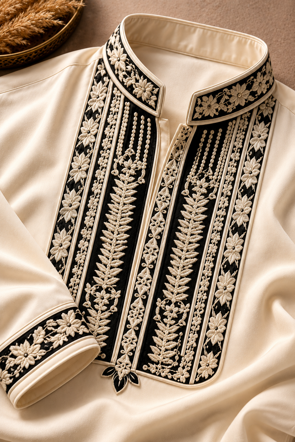 Men's Off White Embroidered Kurta | Premium Ethnic Kurta for Weddings & Festive Wear