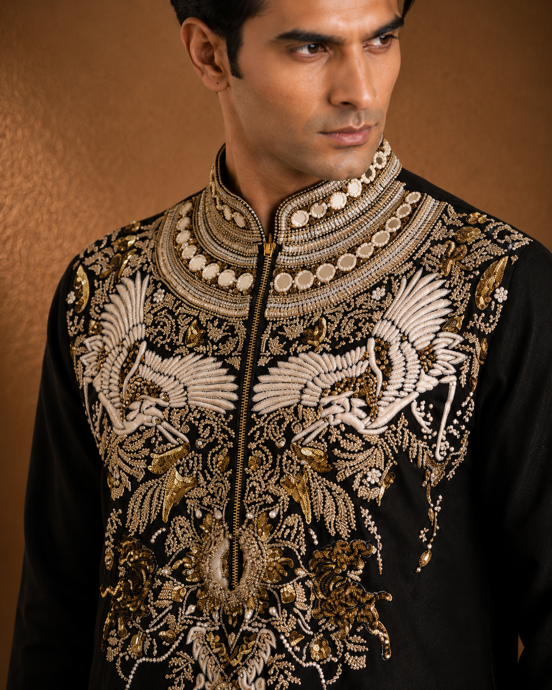 Black Heavy Embroidered Men's Wedding Kurta | Premium Ethnic Kurta for Groom  & Festive Wear