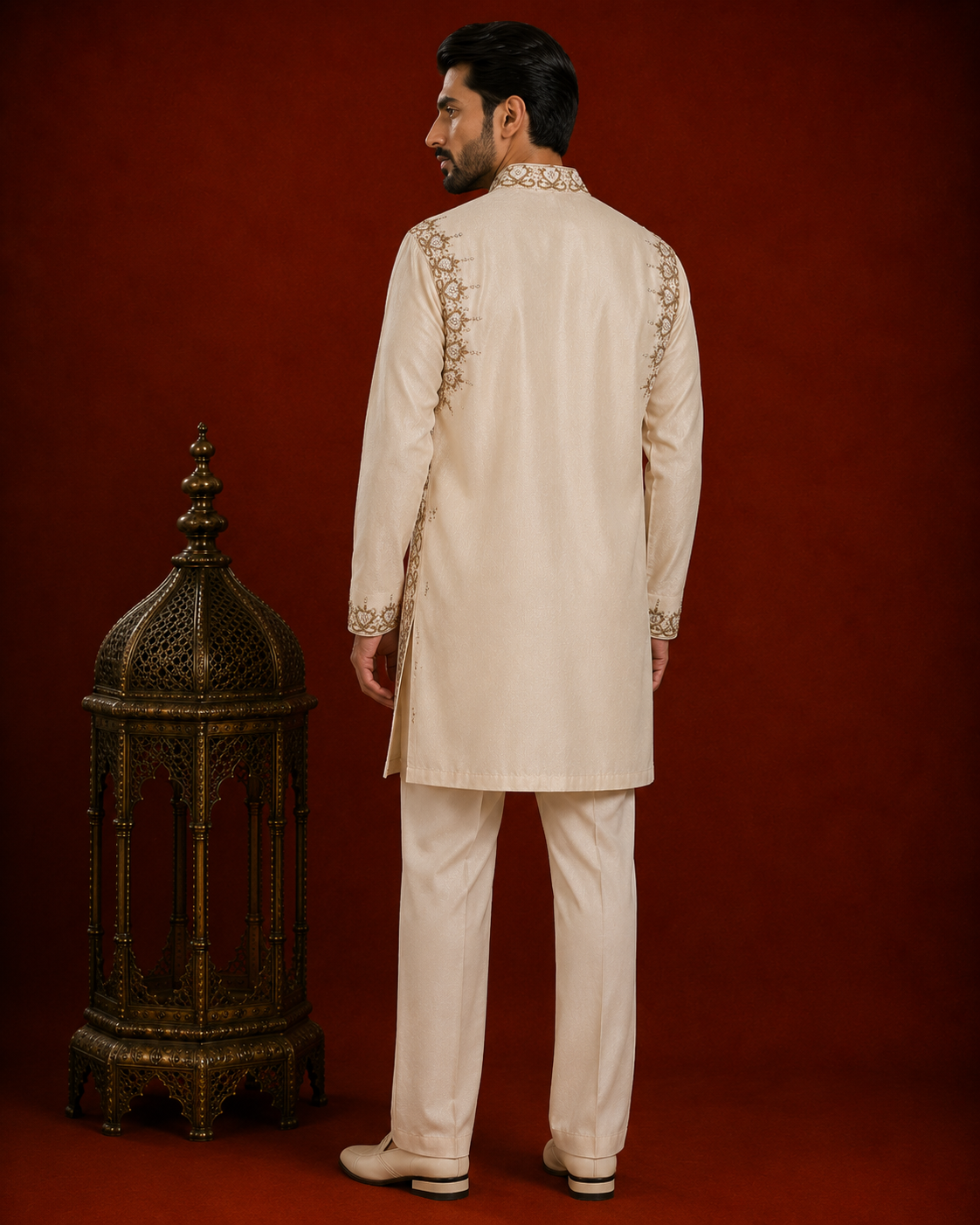 Men’s Ivory Embroidered Kurta | Premium Wedding & Festive Ethnic Wear