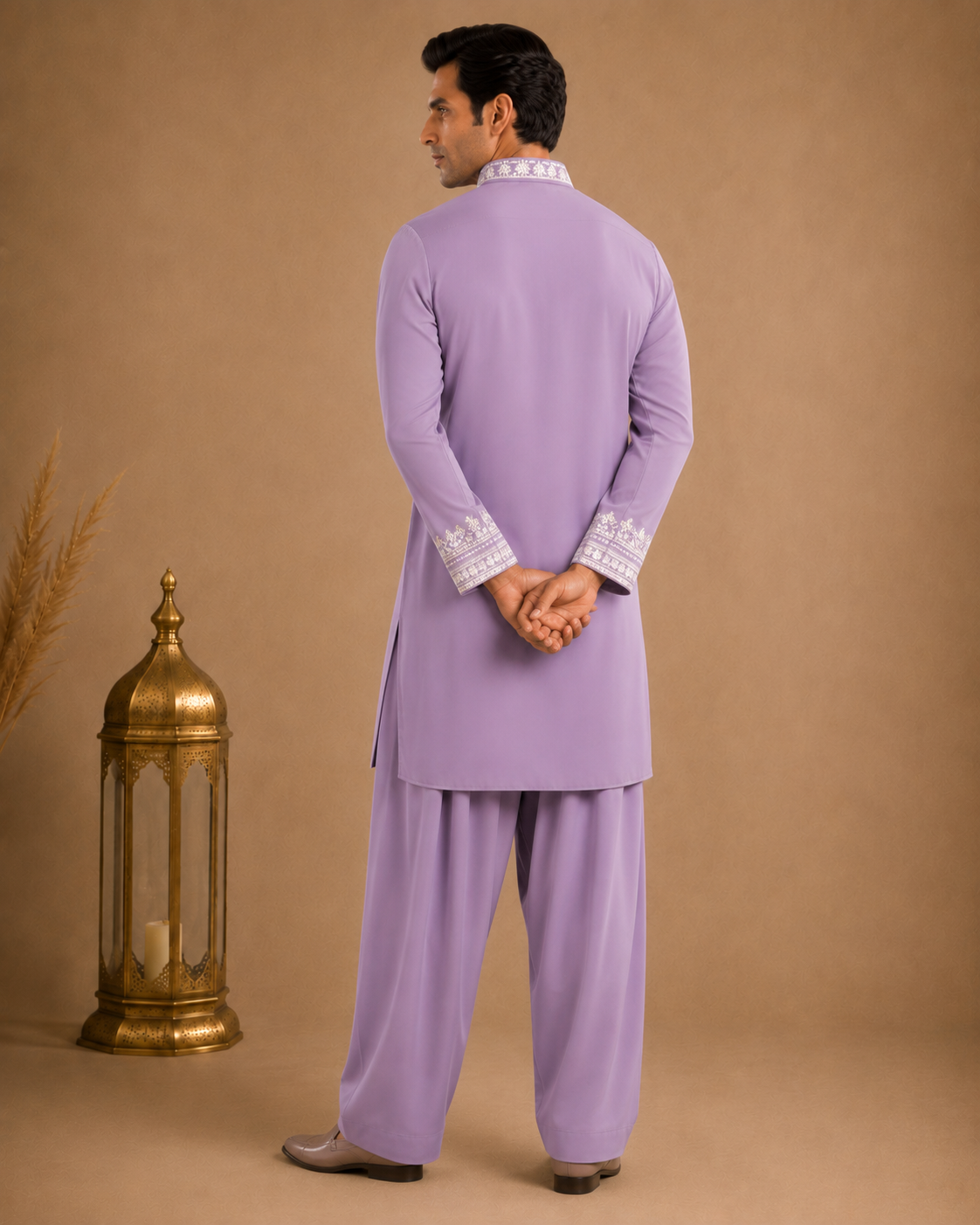 Men's Lavender Embroidered Designer Kurta | Premium Ethnic Kurta for Weddings, Eid & Festive Wear
