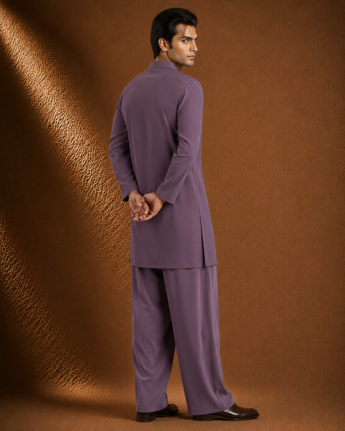 Mauve Embroidered Kurta for Men – Premium Festive & Ethnic Wear