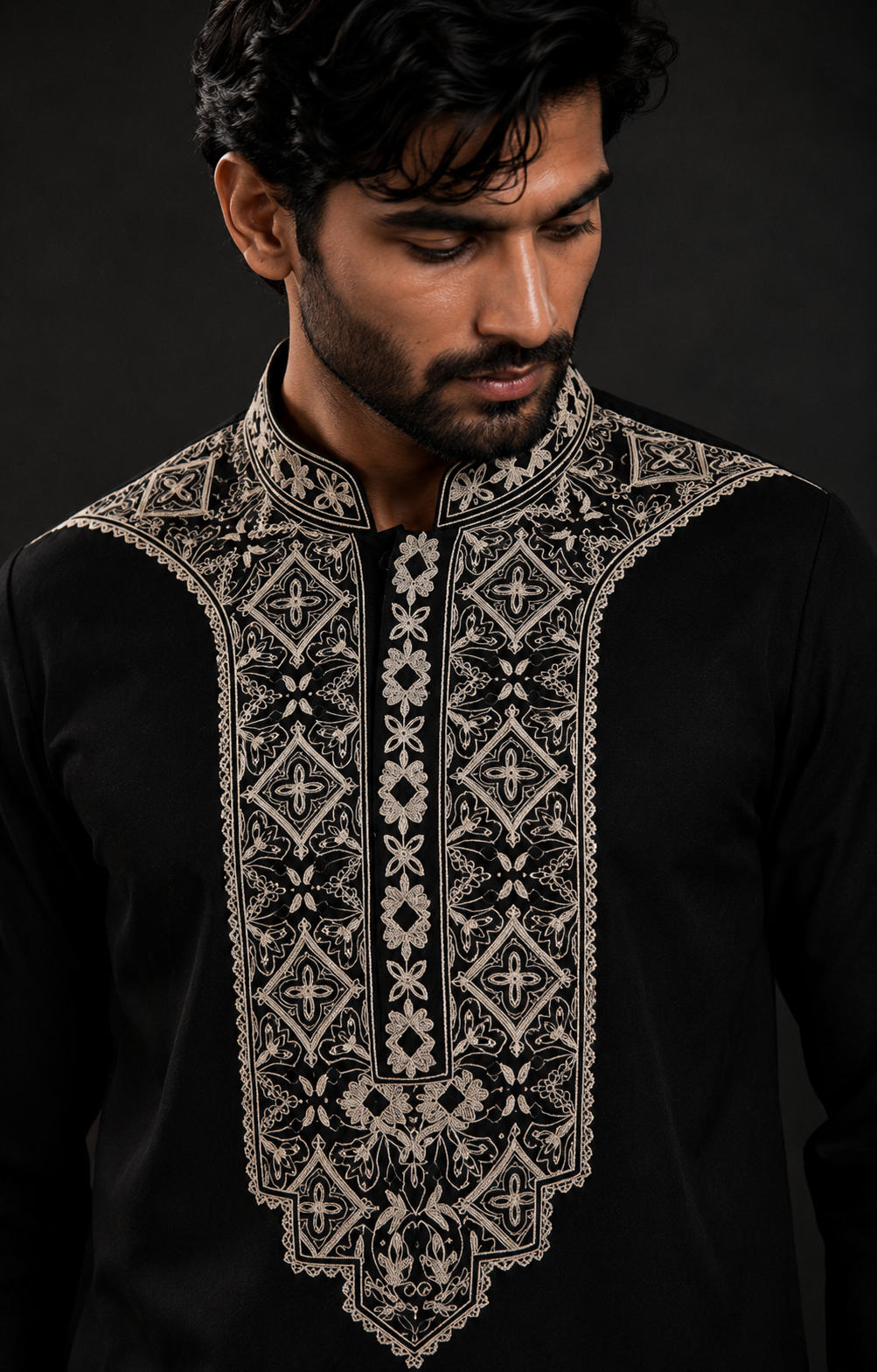 Men's Black Embroidered Kurta | Premium Designer Ethnic Wear for Weddings & Festive Occasions
