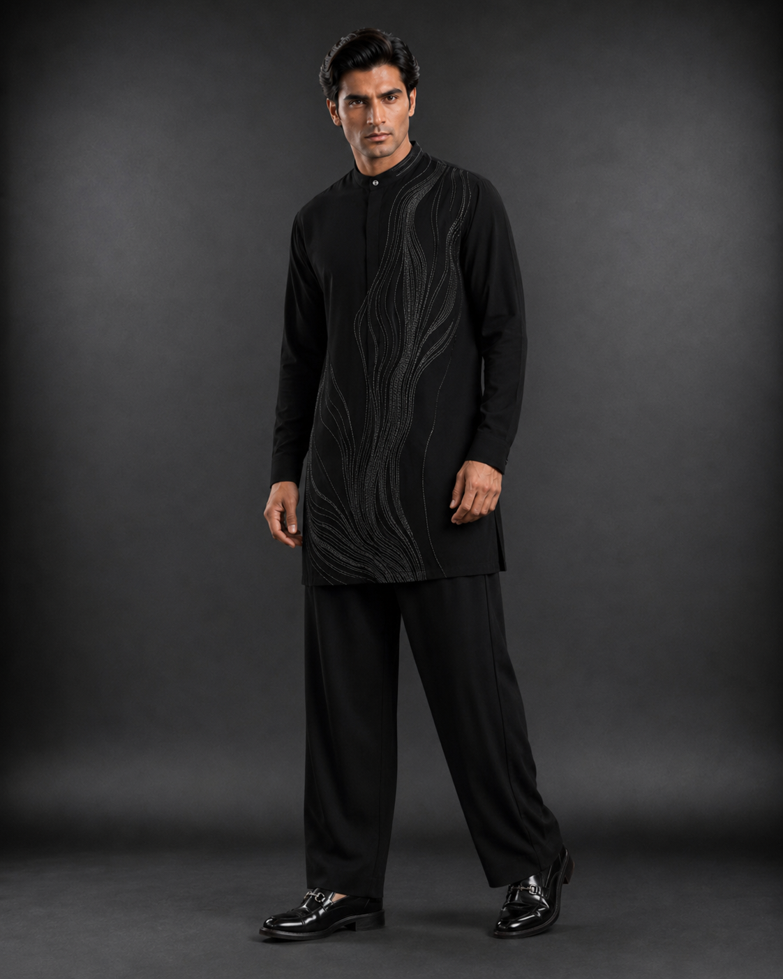 Men's Black Designer Embroidered Kurta | Wedding & Festive Wear Ethnic Kurta