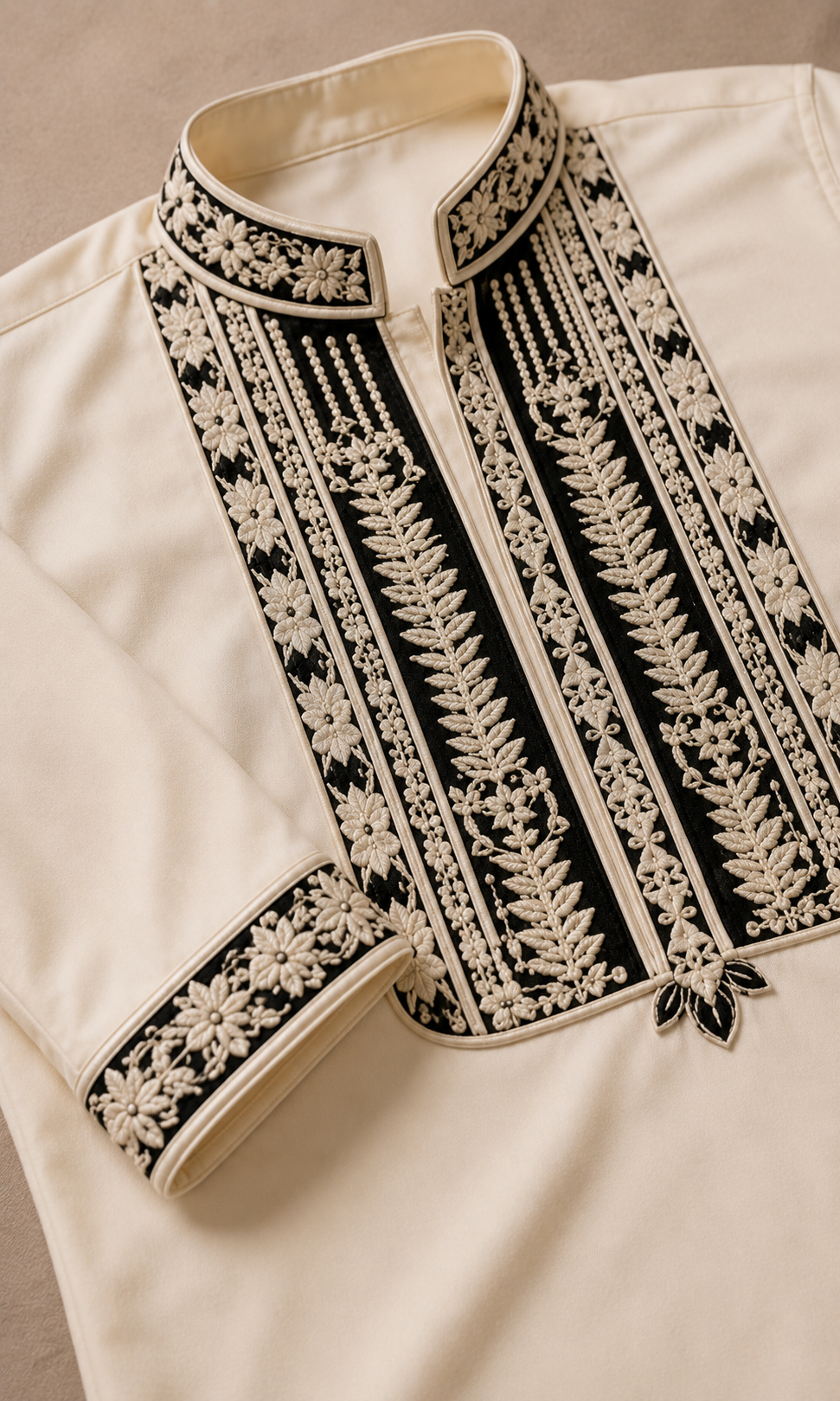 Men's Off White Embroidered Kurta | Premium Ethnic Kurta for Weddings & Festive Wear