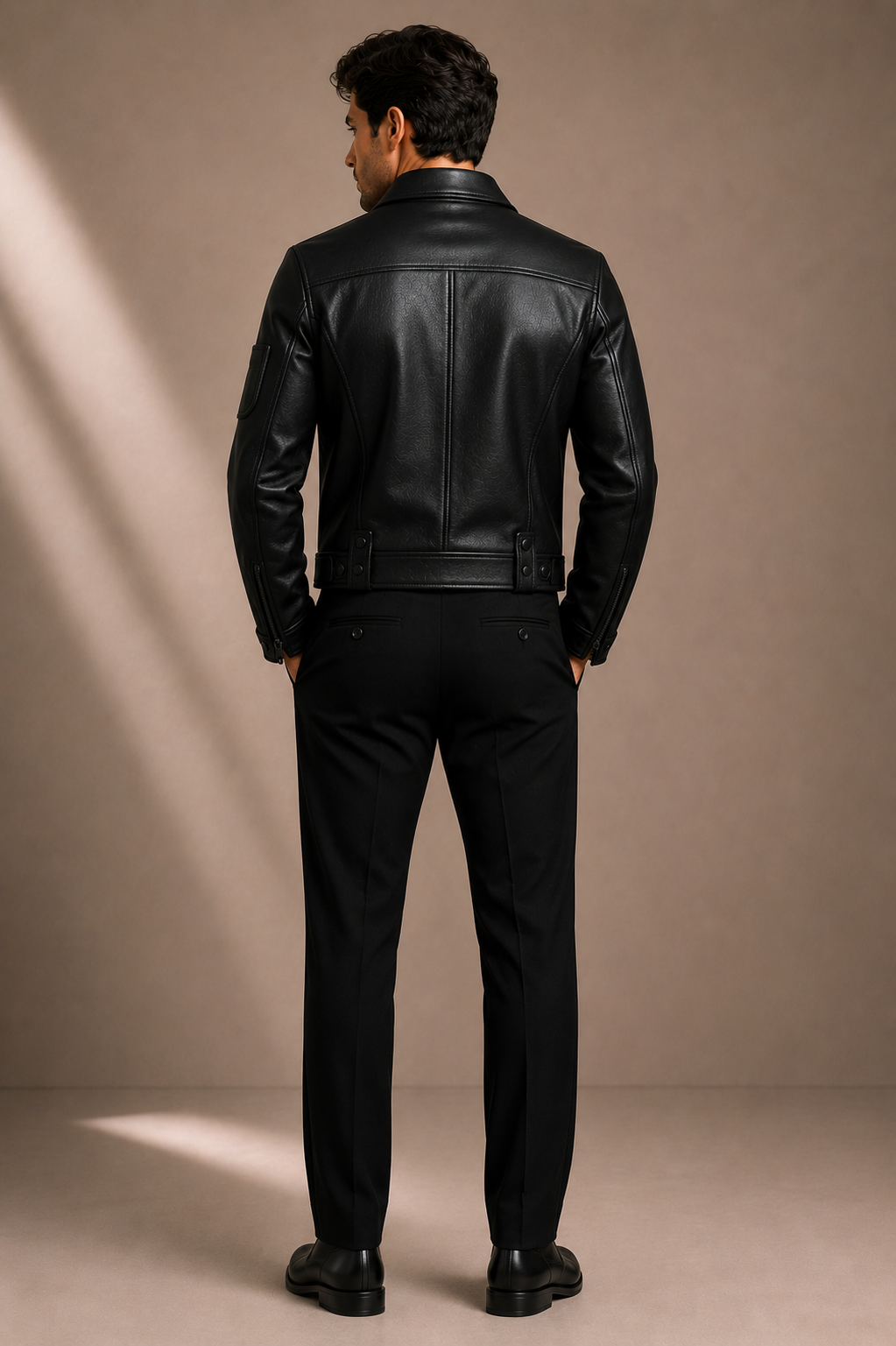 Men's Black Faux Leather Biker Jacket | Premium Zip-Up Motorcycle Jacket