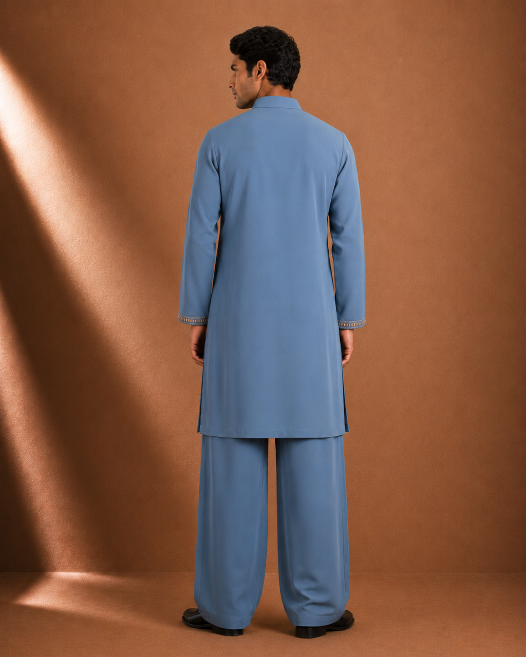 Men's Steel Blue Embellished Kurta | Premium Ethnic Wear for Festive & Wedding Occasions