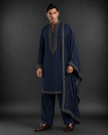 Navy Blue Embroidered Men's Kurta for Wedding, Festive & Ethnic Wear