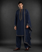 Navy Blue Embroidered Men's Kurta for Wedding, Festive & Ethnic Wear