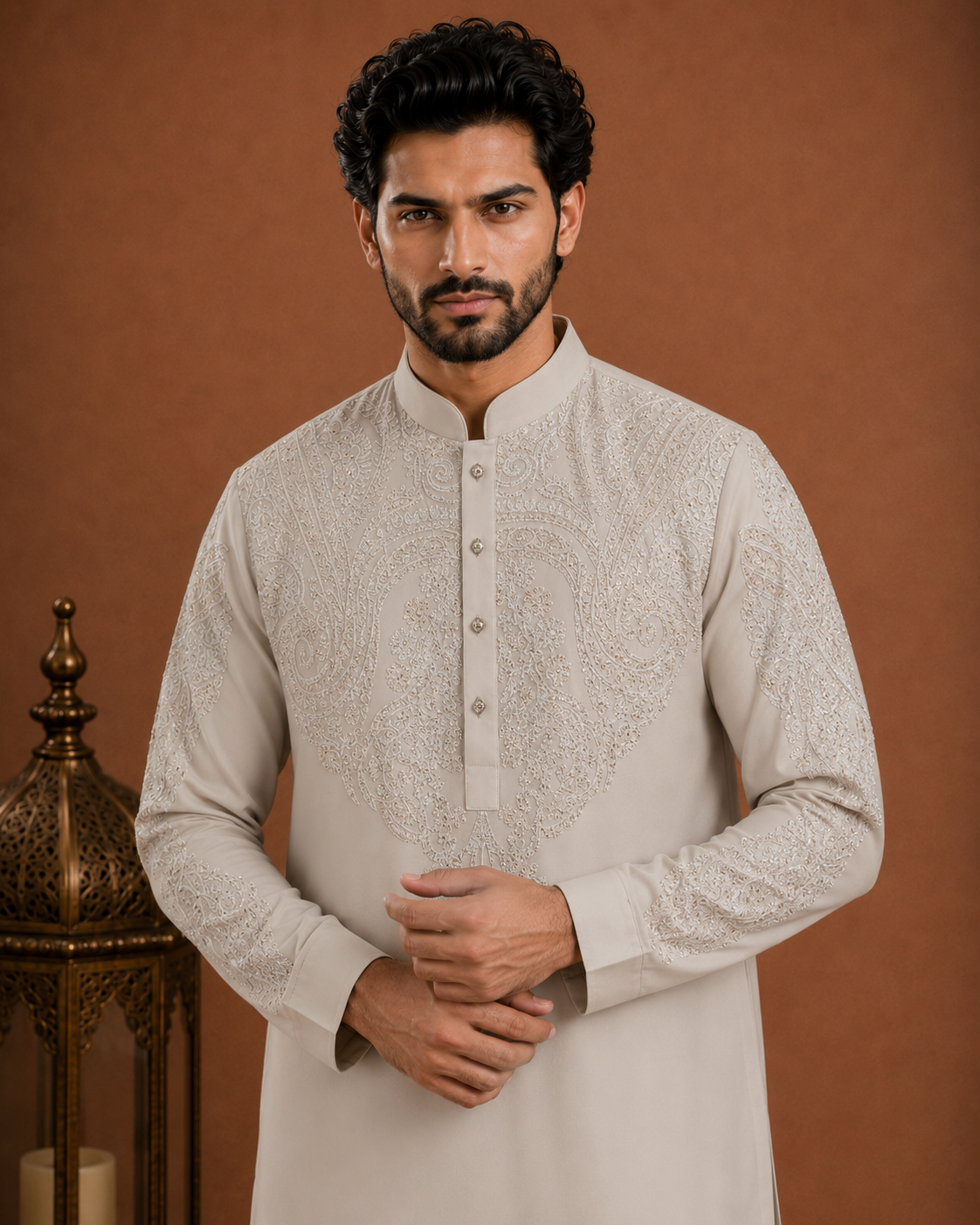 Men’s Ivory Embroidered Kurta | Premium Wedding & Festive Ethnic Wear