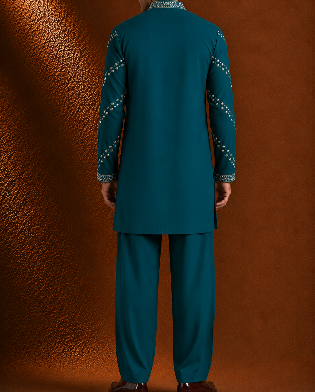 Men's Teal Green Embroidered Kurta | Wedding, Eid & Festive Wear Ethnic Kurta
