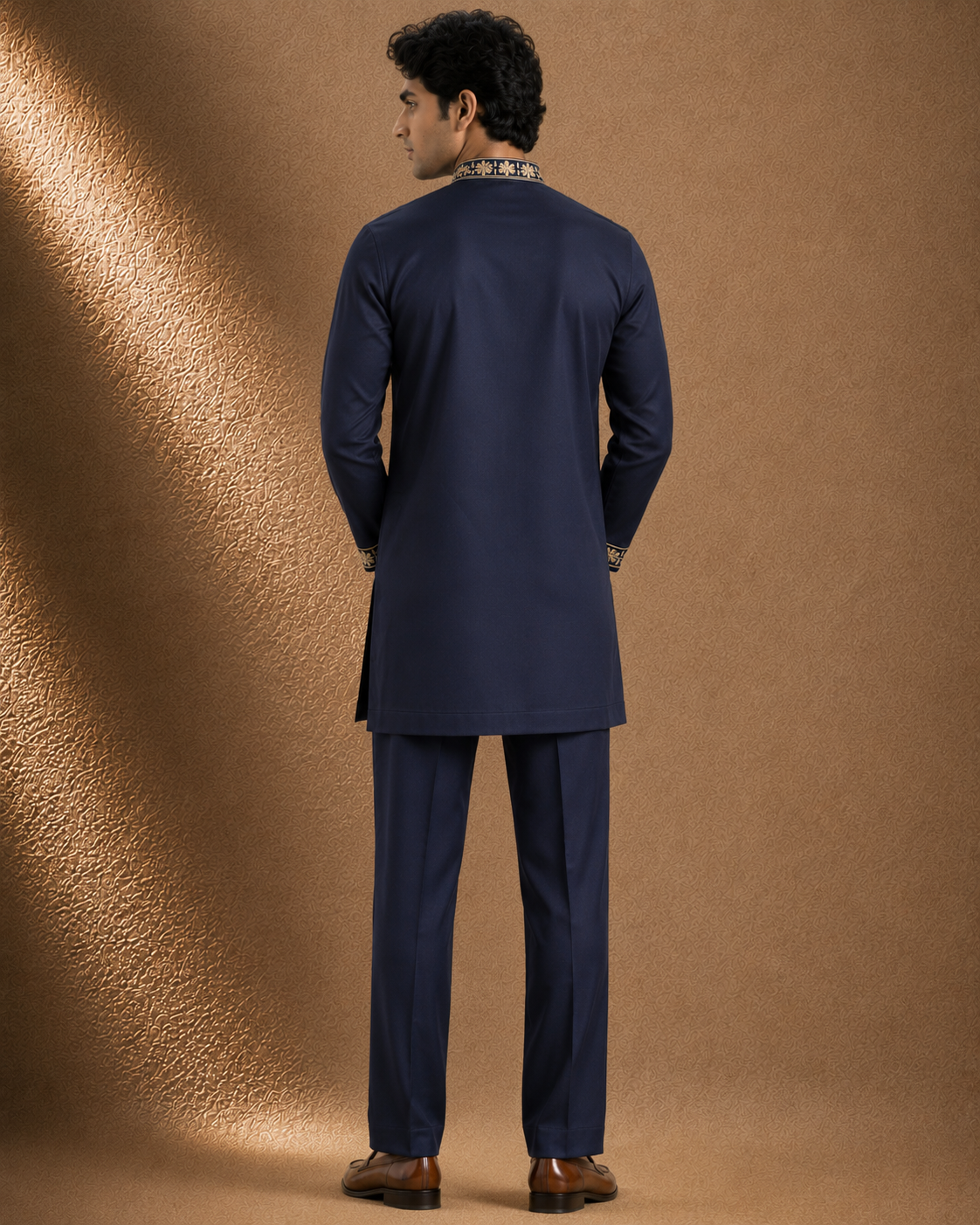 Navy Blue Embroidered Men's Kurta | Premium Festive & Wedding Ethnic Wear