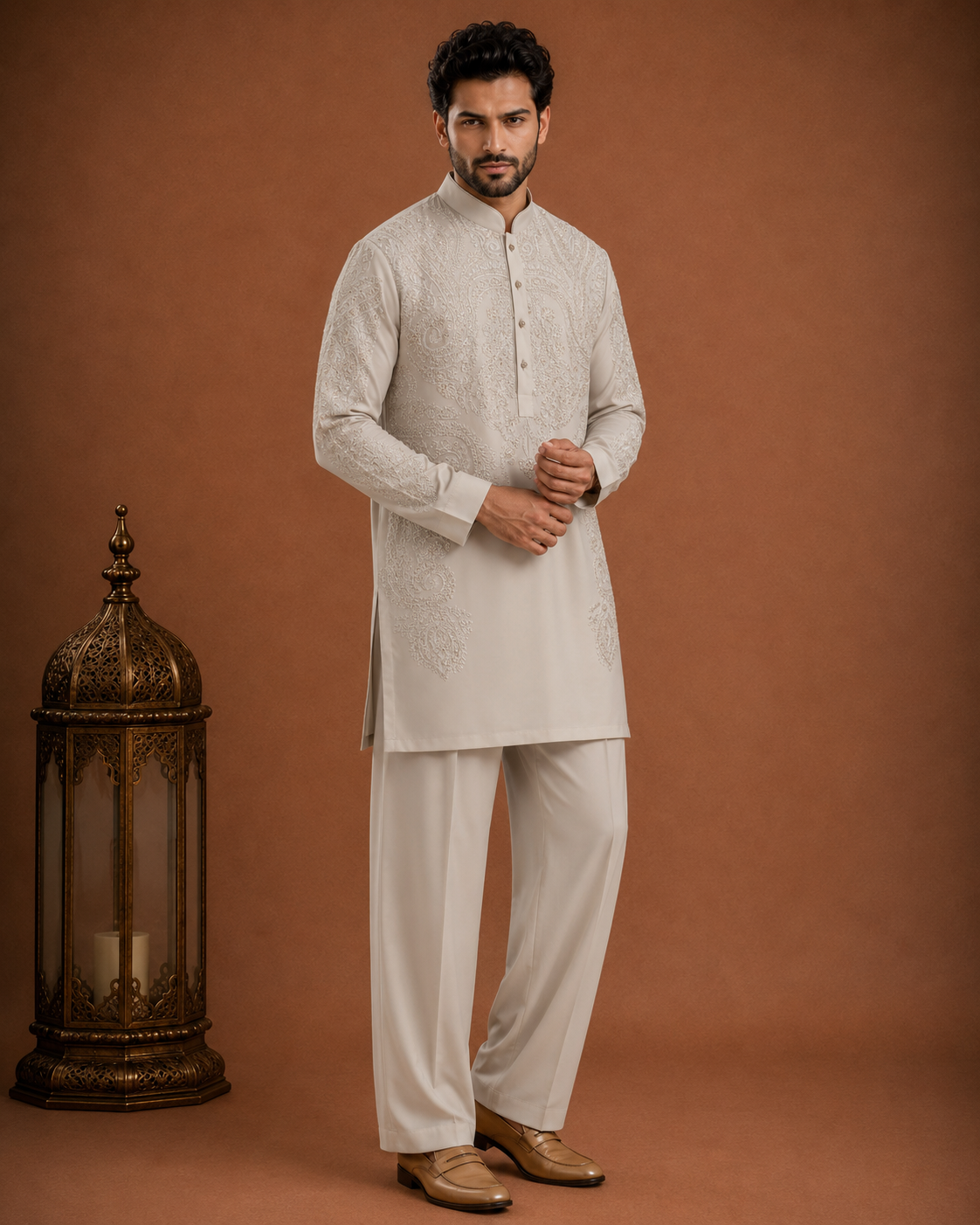 Men’s Ivory Embroidered Kurta | Premium Wedding & Festive Ethnic Wear
