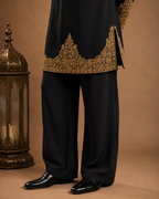 Black Gold Embroidered Kurta for Men | Festive & Wedding Party Wear