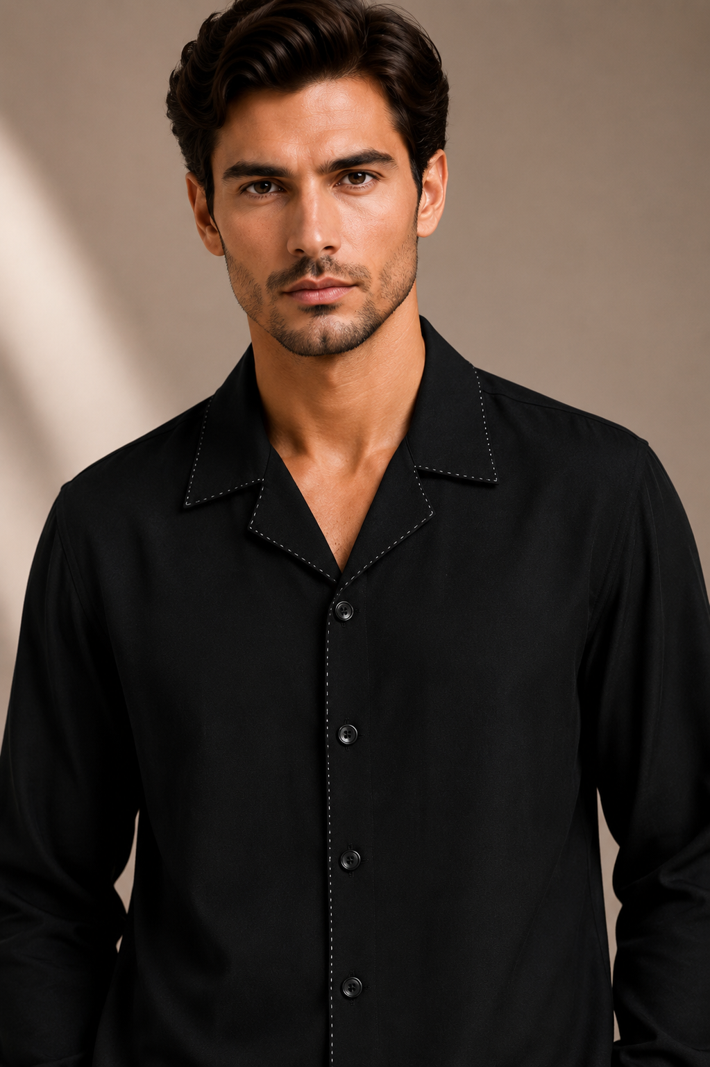 Men's Premium Black Casual Shirt | Solid Full Sleeve Button-Down Shirt for Smart Casual & Party Wear