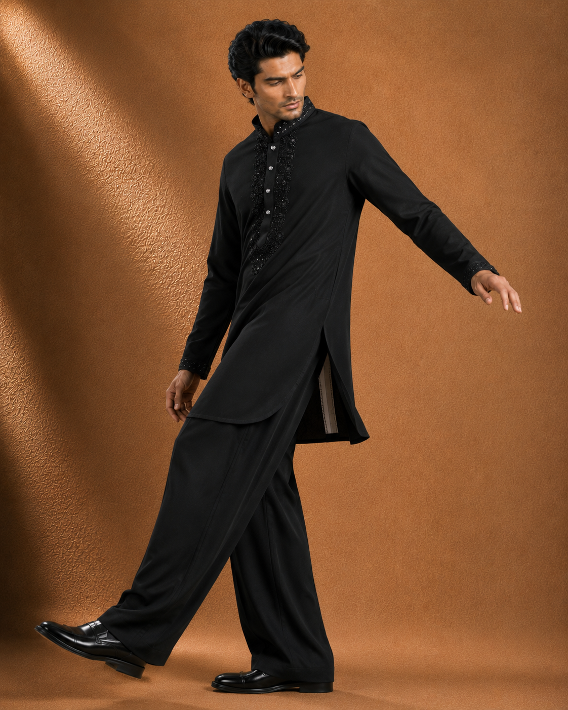 Men's Black Embroidered Kurta | Premium Ethnic Kurta for Wedding, Festive & Party Wear