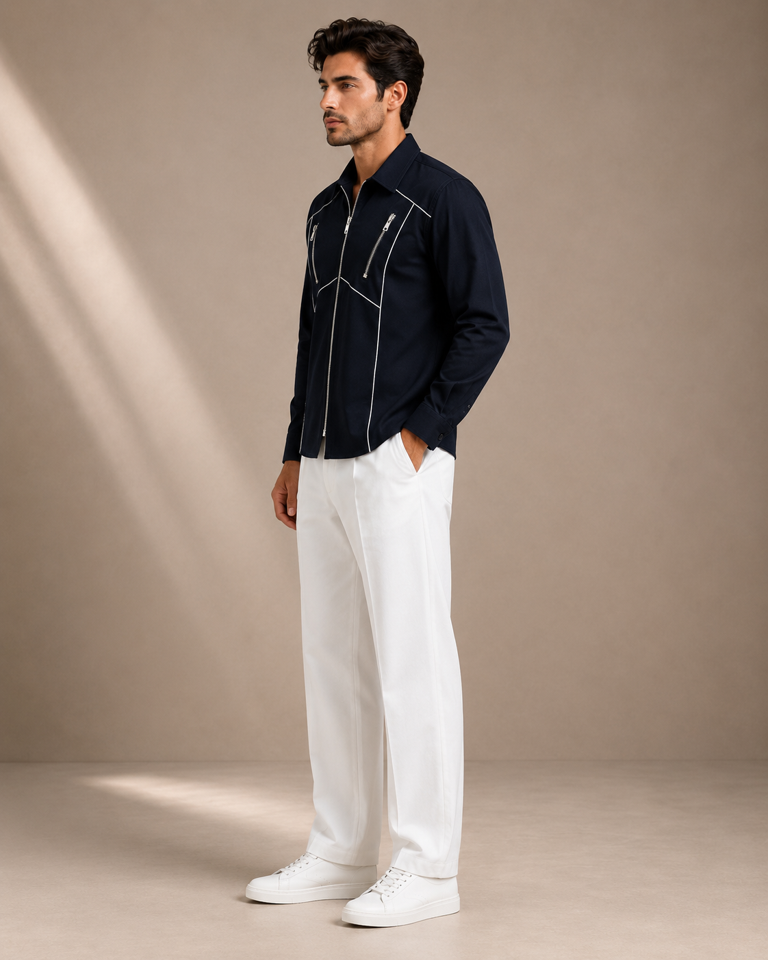 Men's Black Zip Designer Shirt | Premium Casual Wear