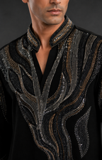 Black Designer Embroidered Men's Kurta | Premium Ethnic Kurta for Wedding & Festive Wear