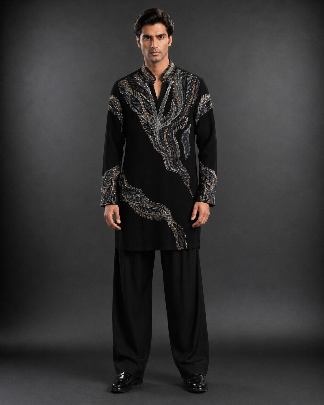 Black Designer Embroidered Men's Kurta | Premium Ethnic Kurta for Wedding & Festive Wear